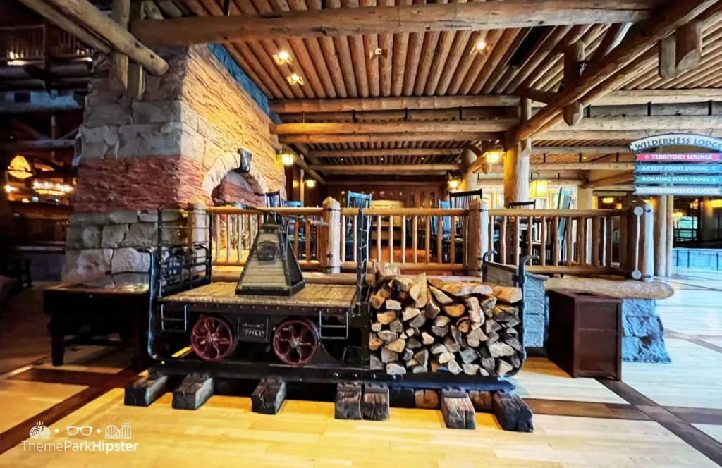 Disney Wilderness Lodge Resort Hotel Wood and Fireplace