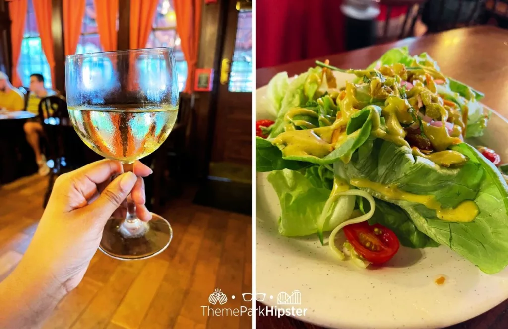 Epcot Rose and Crown Pub Restaurant in UK Pavilion Wine and Coronation Salad
