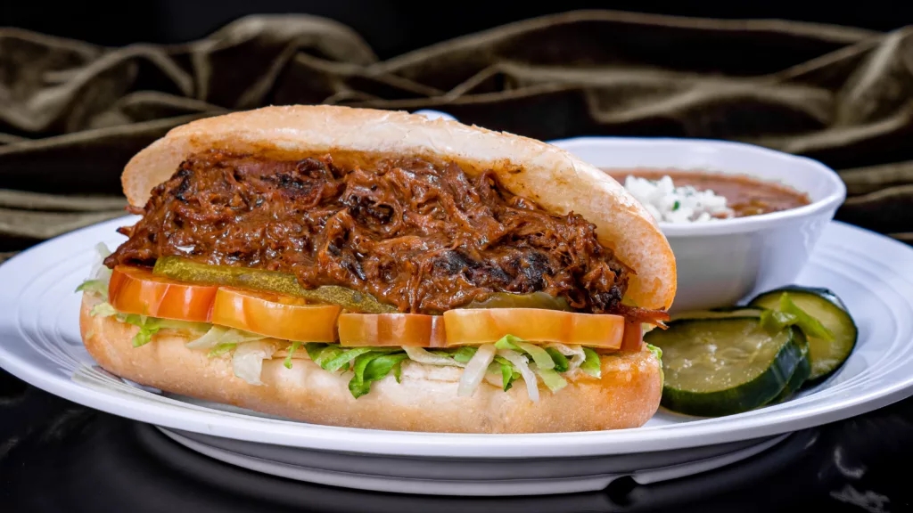 Tiana’s Palace Menu Item – Beef Po’boy Sandwich at Disneyland