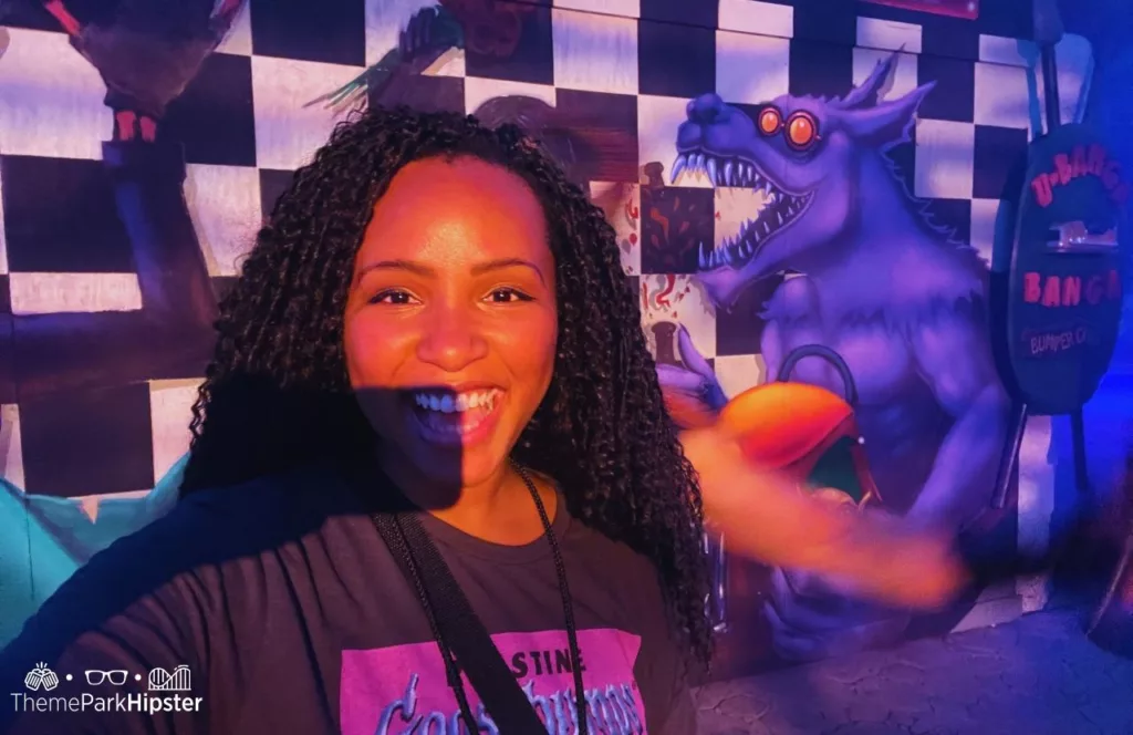 Howl O Scream at Busch Gardens Tampa Bay Big Ed's Scare Zone with NikkyJ. Keep reading to see why you should do solo travels to theme parks!