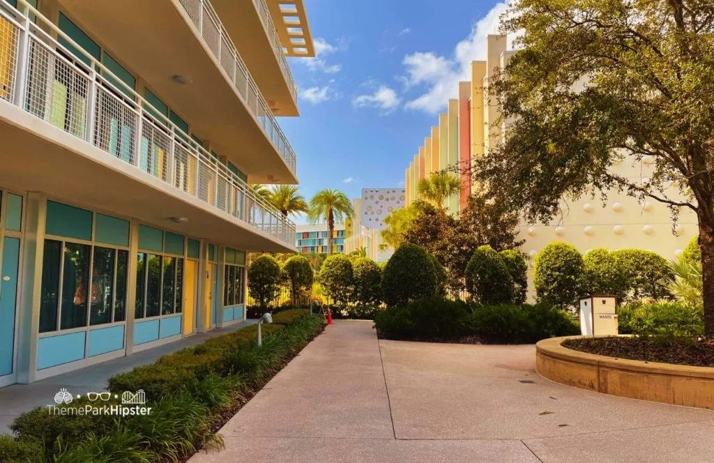 Cabana Bay Beach Resort Hotel at Universal Orlando outside walkway.