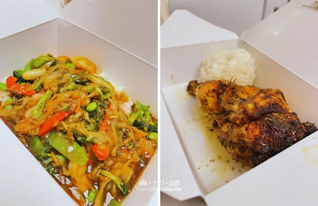Cabana Bay Beach Resort Hotel at Universal Orlando bayliner diner asian stir fry with chicken and rice