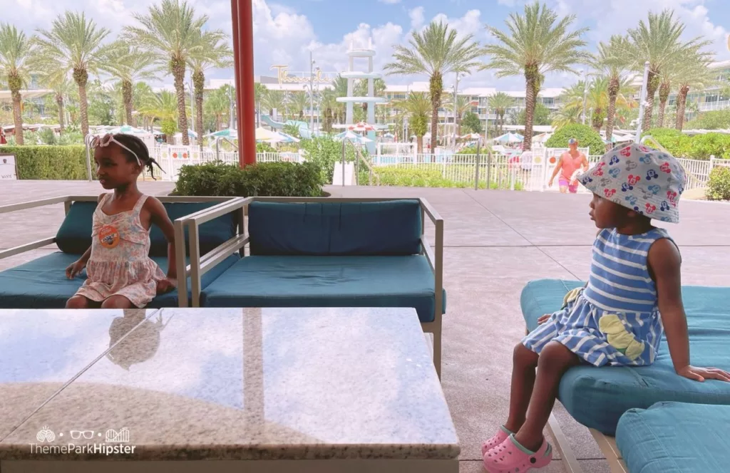 Cabana Bay Beach Resort Hotel at Universal Orlando with two little black girls