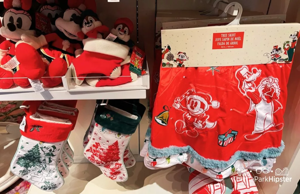 Disney Christmas Stockings and Merchandise Stockings Tree Skirt and Minnie Mouse Plushie