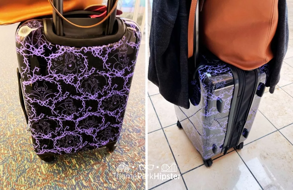 Disney Villains Purple and Black suitcase. Keep reading to find out more about the best Disney World luggage.