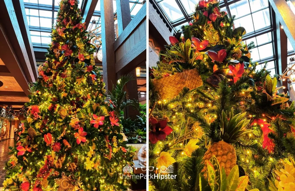 Disney's Polynesian Resort Christmas Tree in the Lobby. One of the best Disney Christmas Trees.