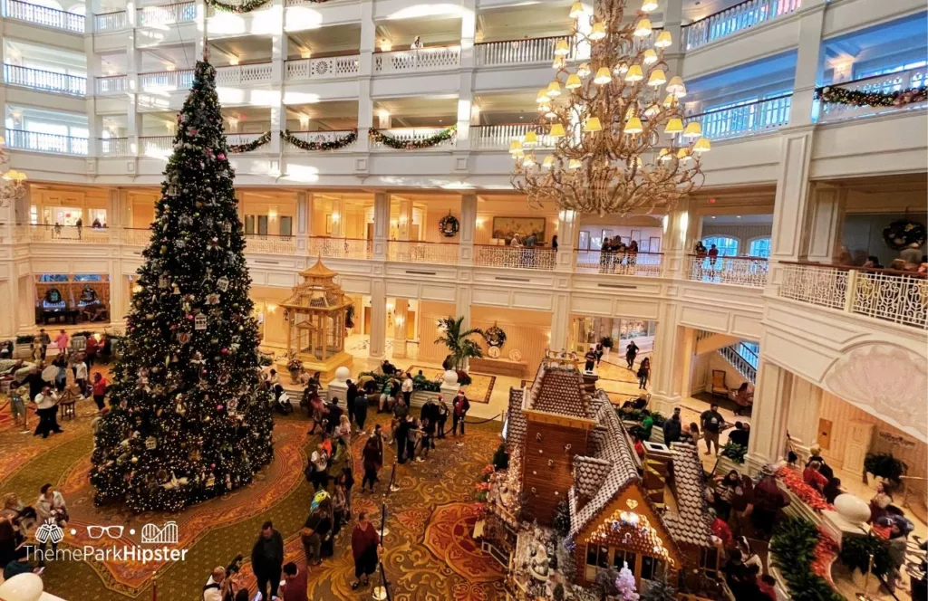 Holiday Tree at Disney Grand Floridian Resort and Spa at Christmas. One of the best free things to do at Disney World.