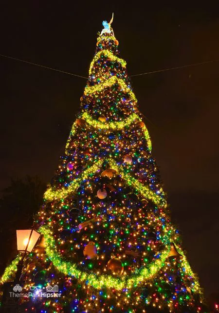 Holiday Tree with Lights at Disney Christmas at Epcot Festival of the Holidays 2023