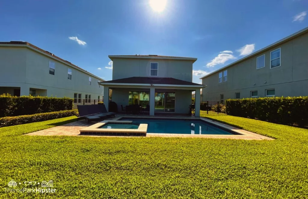 Pool area in 5 Bedroom villa at Encore Resort Review. One of the best vacation home rentals near Disney World.