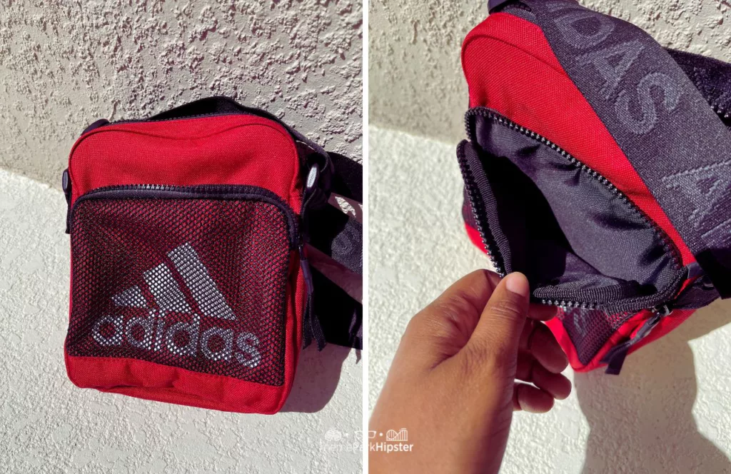 Red Adidas Crossbody Bag. One of the best purses for Disney World