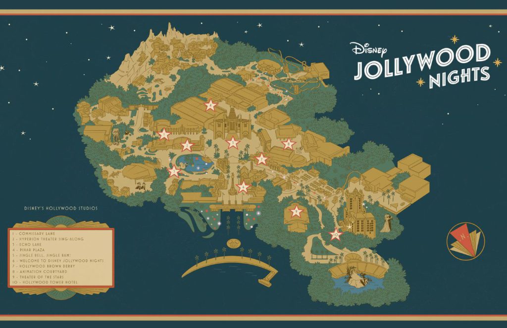 2023 Map at Hollywood Studios Jollywood Nights Christmas Celebration at Disney World