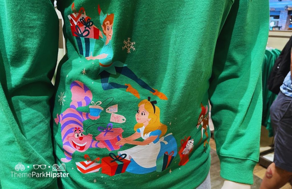 2023 Red Disney World Christmas Spirit Jersey with Peter Pan and Alice and Cheshire Cat. One of the best Disney holida gifts!