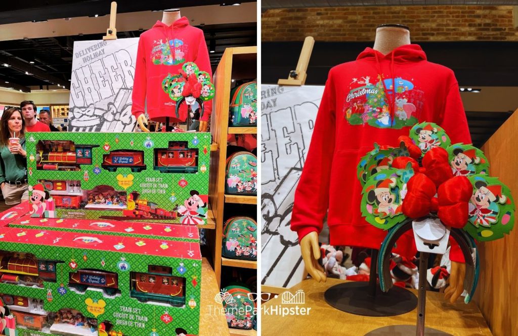 Red Disney World Christmas Sweater and Train. One of the best Disney Christmas gifts!