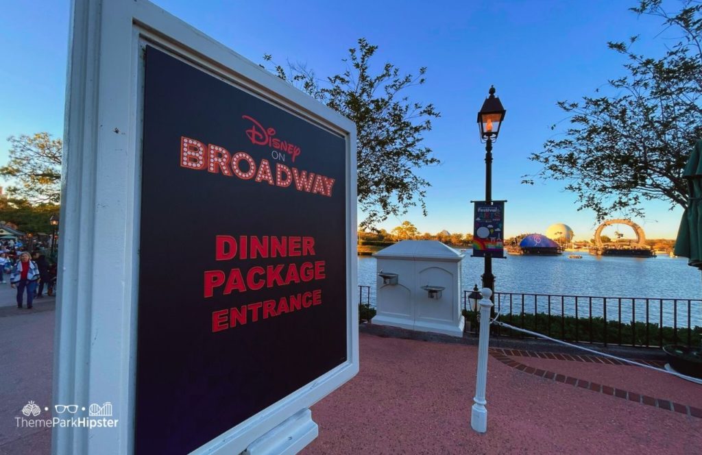 2024 Epcot Festival of the Arts Disney World Disney on Broadway in the American Pavilion Dinner Package Entrance