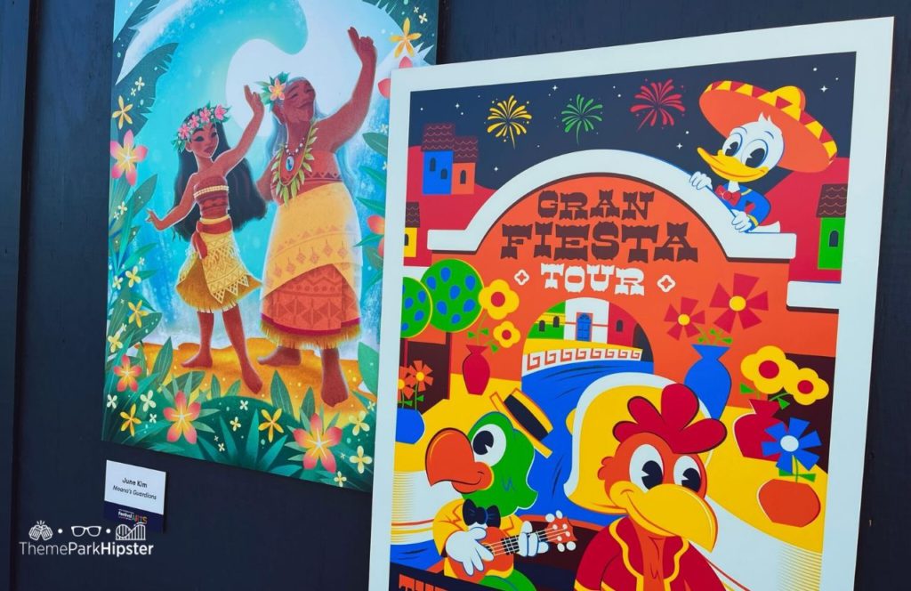 2024 Epcot Festival of the Arts Disney World Moana and Gran Fiesta Tour with Three Caballeros Artwork