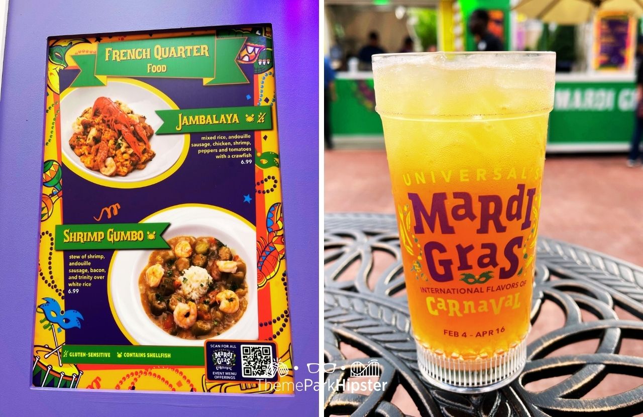 2024 Mardi Gras at Universal Studios Florida French Quarter Food Booth and Cocktail