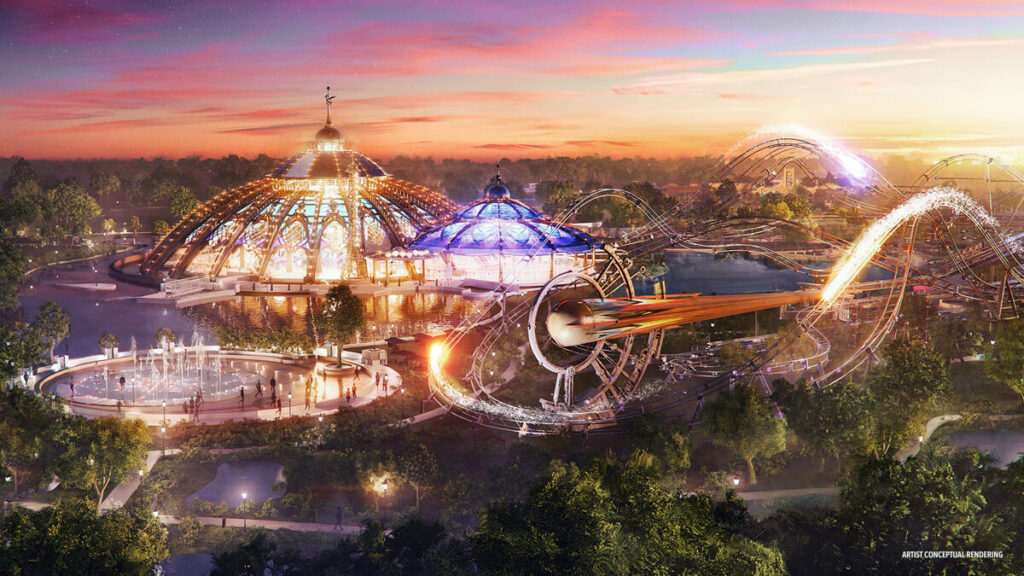 2025 Universal Epic Universe Attractions Celestial Park at Night