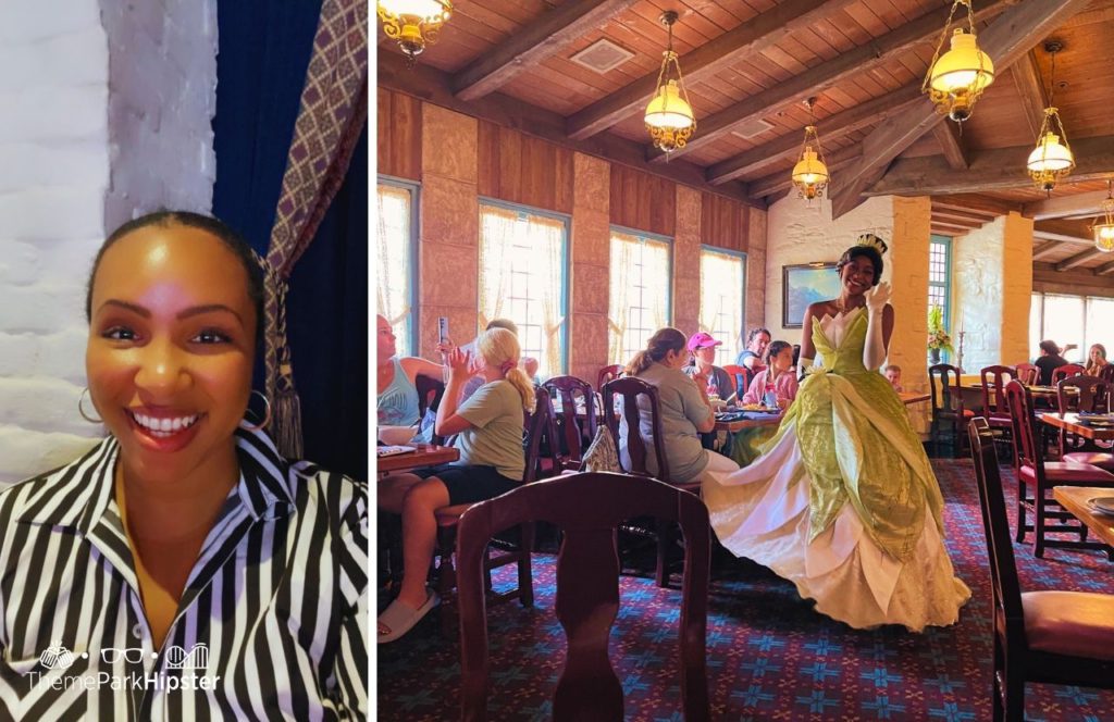 Epcot Theme Park Disney World Akershus Royal Banquet Hall Restaurant in Norway Pavilion with NikkyJ and Princess Tiana. Keep reading for the full guide to character experiences at Disney World.
