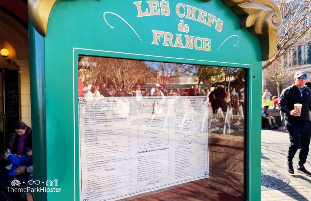 Epcot Theme Park Disney World France Pavilion Chefs de France Restaurant Menu