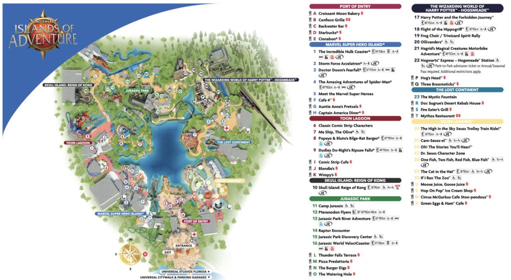 Universal Islands of Adventure 2024 Map