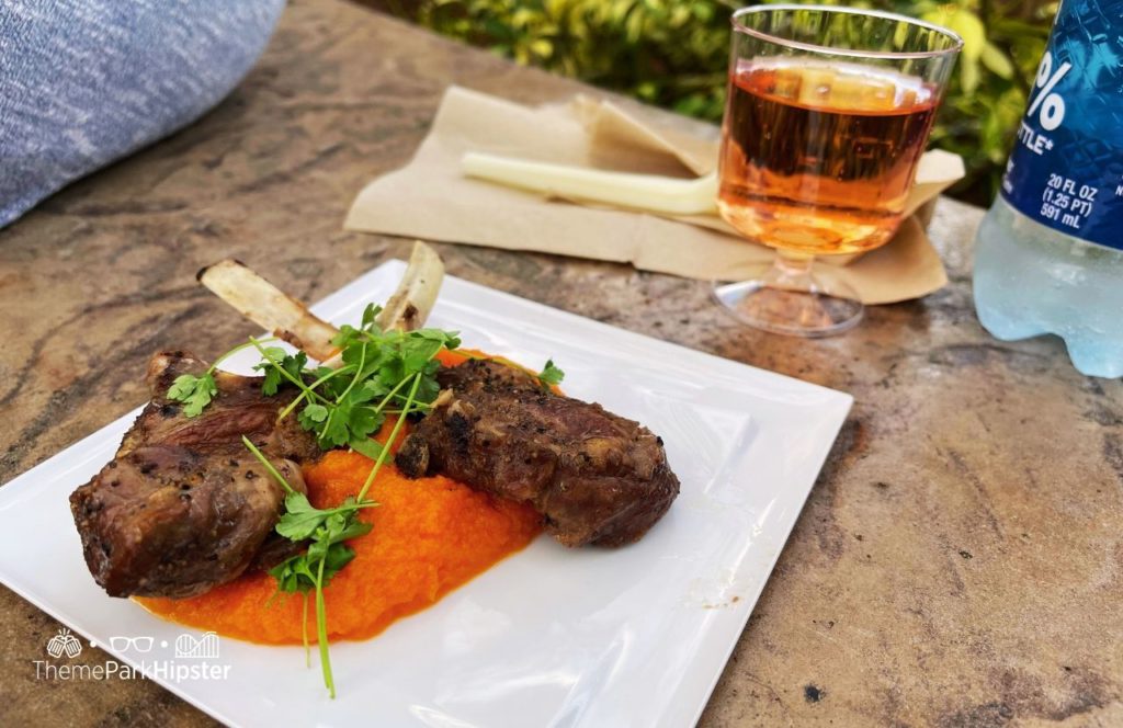 Busch Gardens Tampa 2024 Food and Wine Festival New Zealand Lamb Chops and Wine. One of the best things to eat at Busch Gardens Food and Wine Festival.