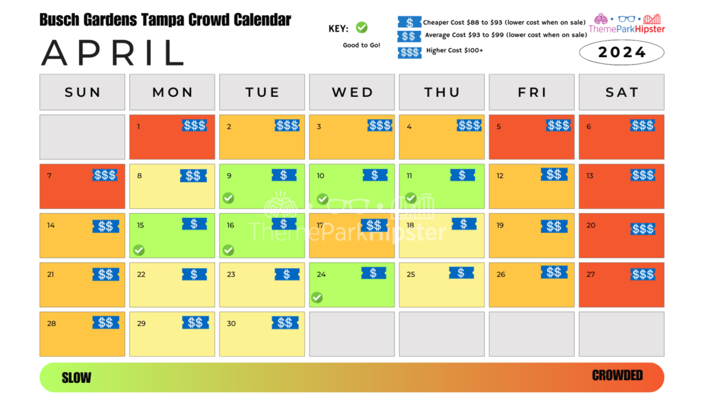 Busch Gardens Tampa Crowd Calendar April 2024
