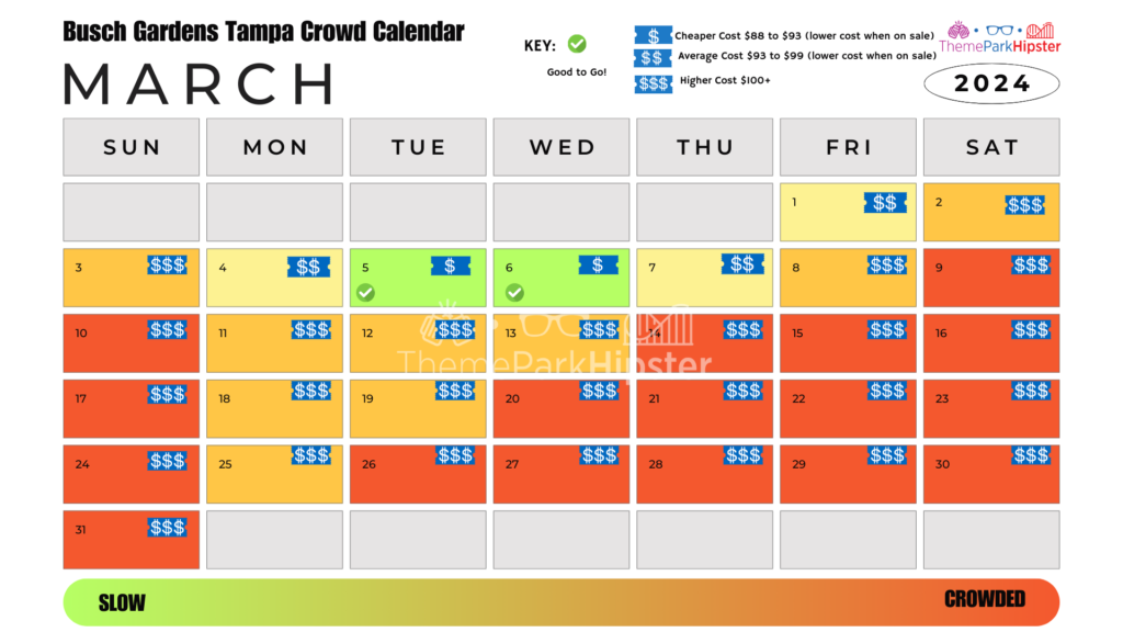 Busch Gardens Tampa Crowd Calendar March 2024