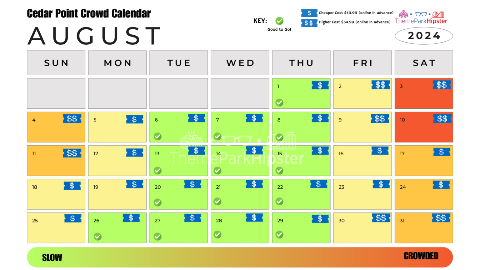 2024 Cedar Point Crowd Calendar AVOID THE LONG LINES on Your Trip