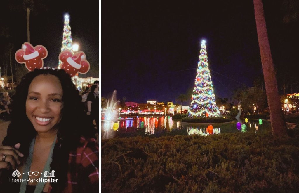 Disney Hollywood Studios Jollywood Nights Christmas Holiday NikkyJ in front of Christmas Tree