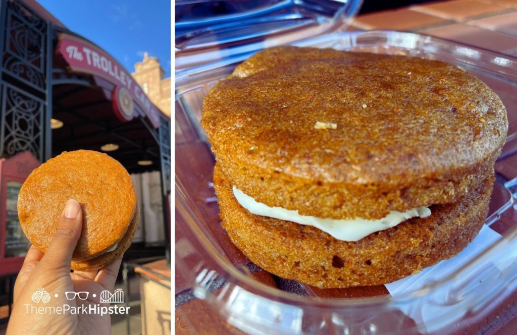 Disney Hollywood Studios Theme Park Trolley Car Cafe Pastries Carrot Cake Sandwich.  Keep reading for the full guide on Hollywood Studios for adults.
