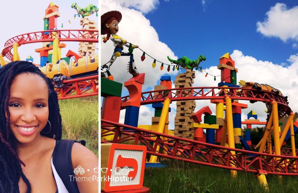 Disney Hollywood Studios Toy Story Land Slinky Dog Dash Roller Coaster with Jessie and Dinosaur with NikkyJ. Keep reading for the best Disney Hollywood Studios secrets and fun facts.