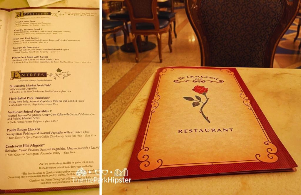 Disney Magic Kingdom Park Fantasyland Beast Castle Be Our Guest Restaurant Menu