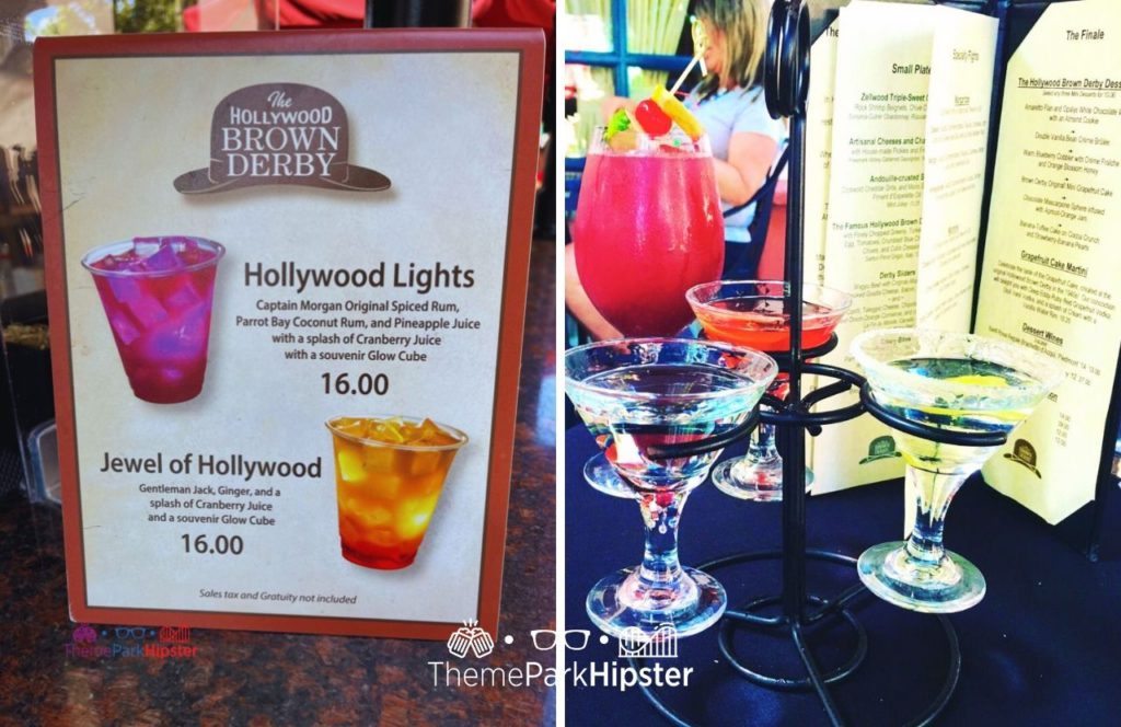 Disney World Hollywood Studios Hollywood Brown Derby Restaurant Cocktails Martini Flight. One of the best table service restaurants at Hollywood Studios. 
