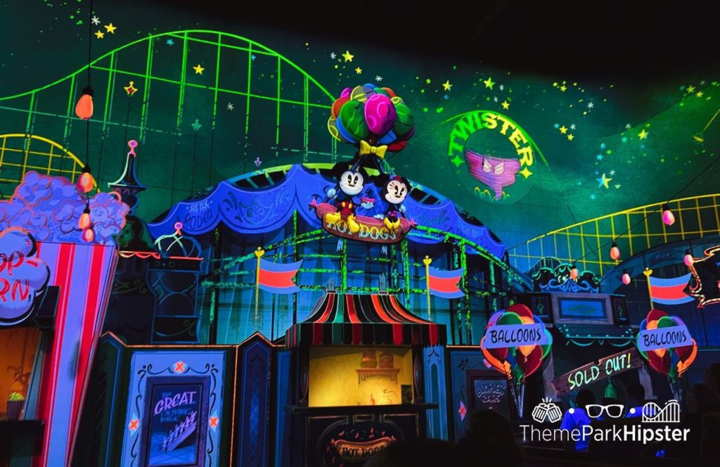 Disney World Hollywood Studios Mickey and Minnie's Runaway Railway Carnival Scene