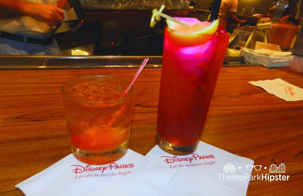 Disney World Hollywood Studios Tune In Lounge Restaurant Grandma's Picnic Punch and old fashion cocktail