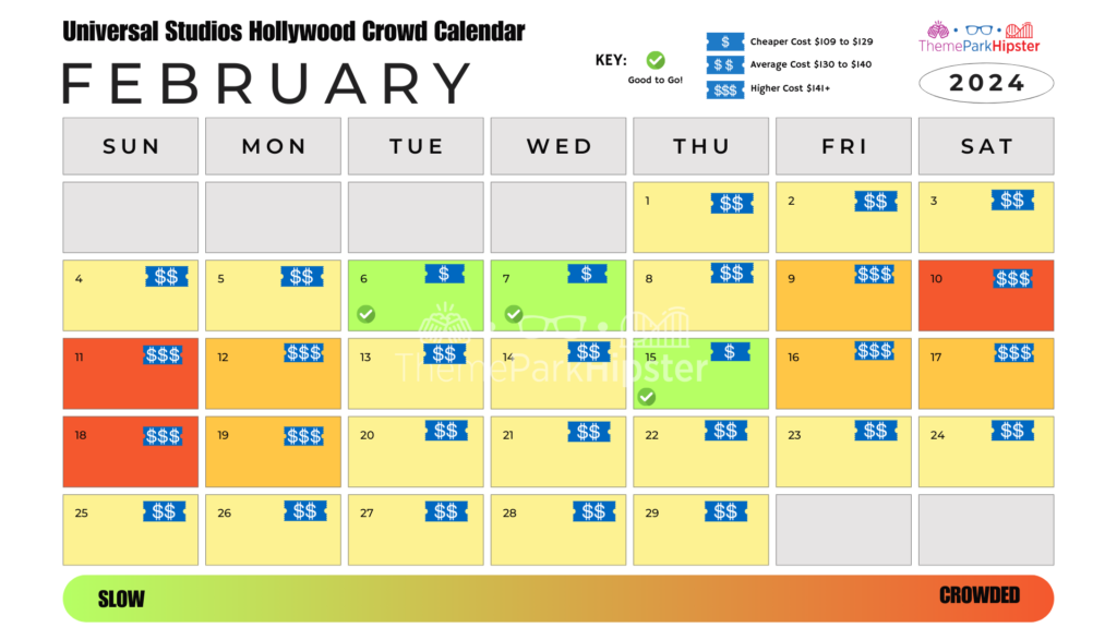 Universal Studios Hollywood Crowd Calendar February 2024