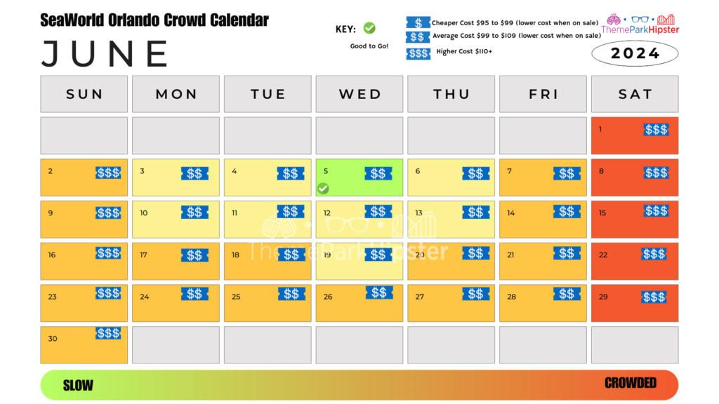 SeaWorld Orlando Crowd Calendar June 2024