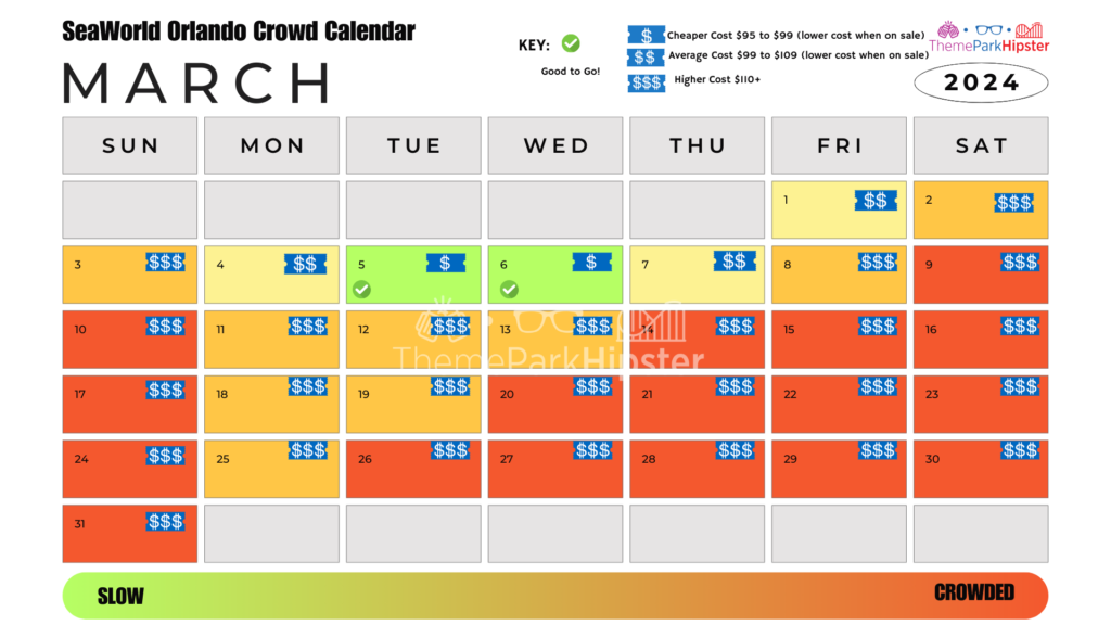 SeaWorld Orlando Crowd Calendar March 2024