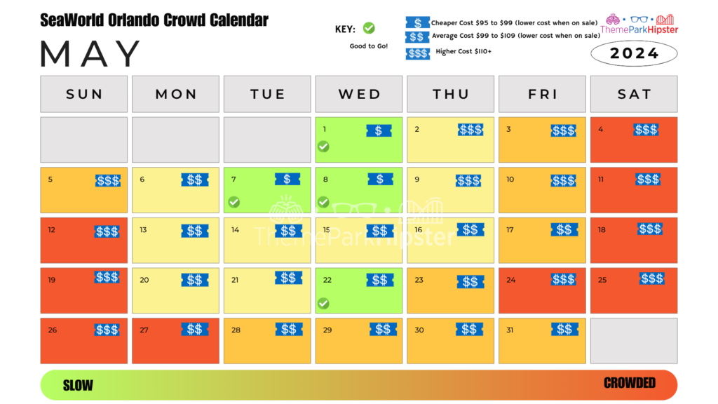 SeaWorld Orlando Crowd Calendar May 2024