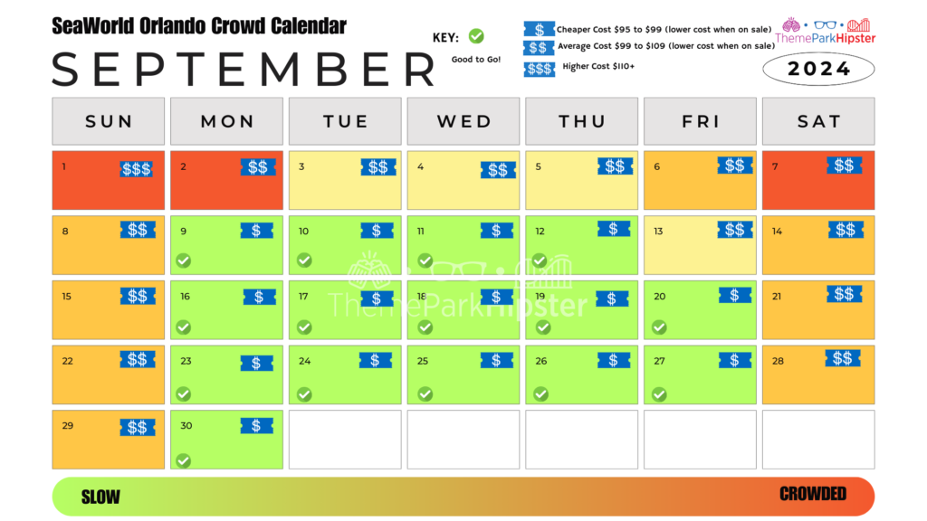 SeaWorld Orlando Crowd Calendar September 2024