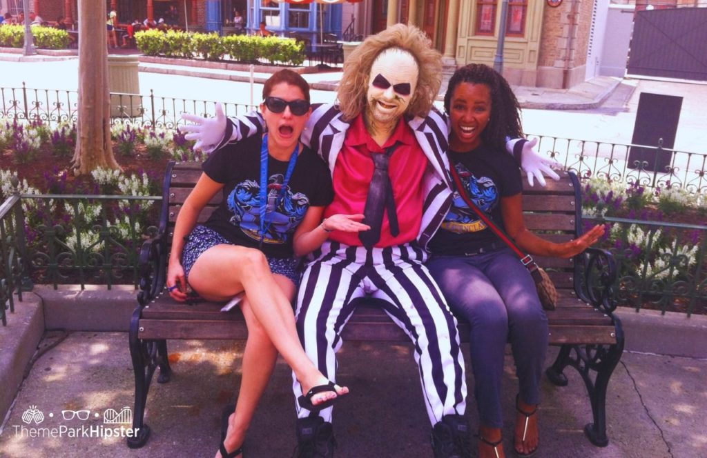 Universal Studios Orlando Florida with NikkyJ and Friend meeting character Beetlejuice