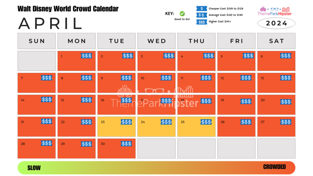 Walt Disney World  Magic Kingdom Crowd Calendar Crowd Calendar April 2024