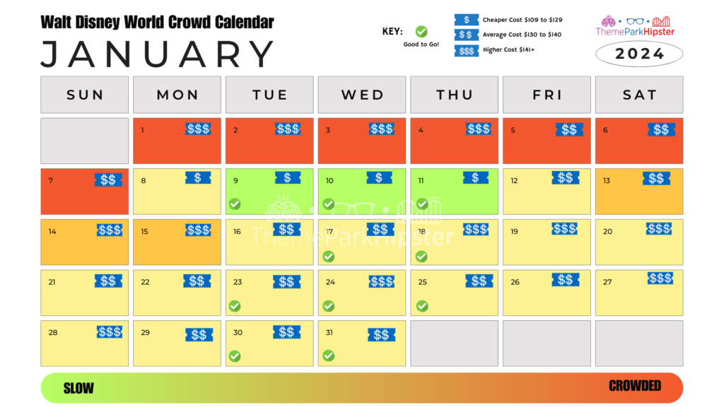 Walt Disney World Magic Kingdom Crowd Calendar Crowd Calendar January 2024