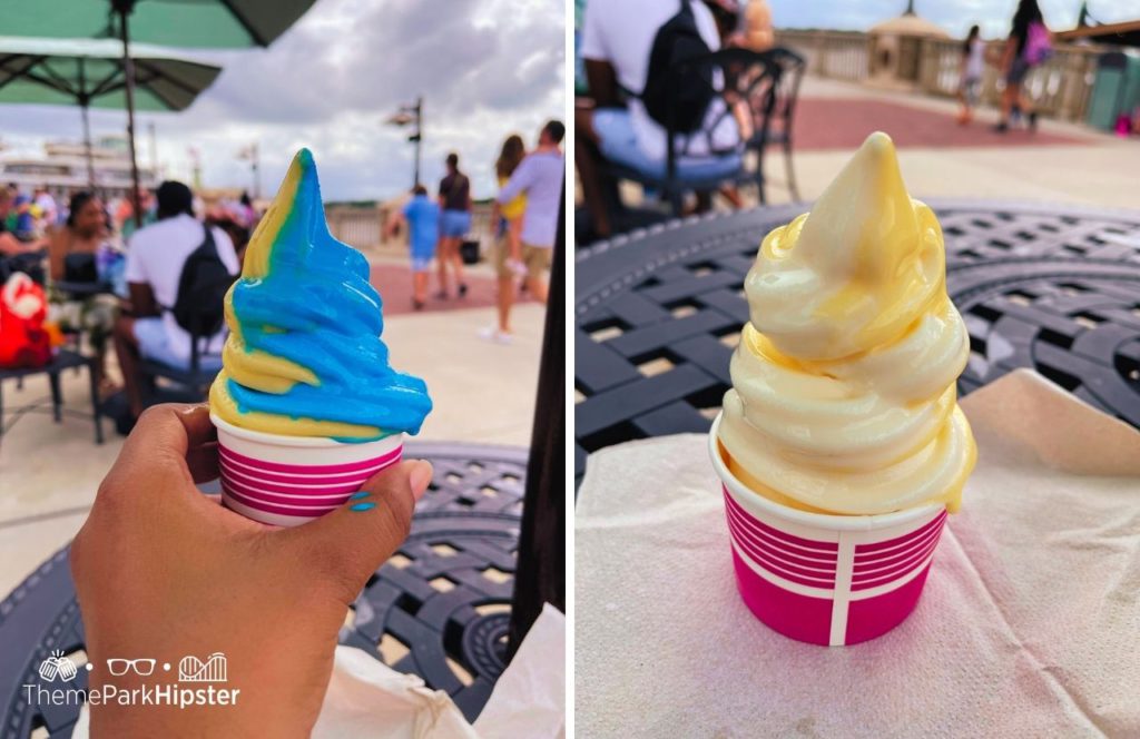 Walt Disney World Disney Spring Swirls on the Water Ice Cream Shop 50th Celebration Dole Whip. Keep reading to learn where to find the best dole whip at Disney World.