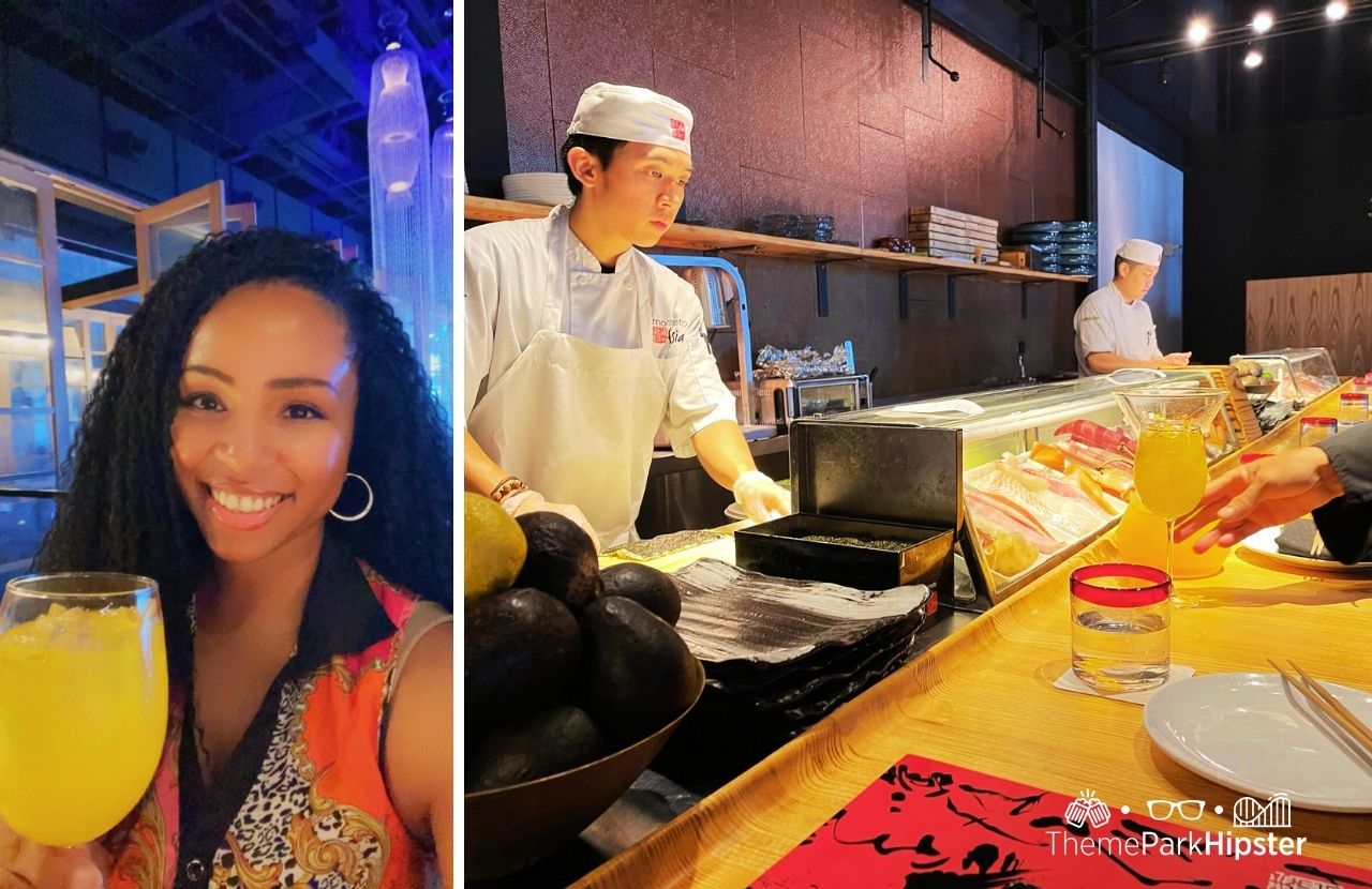 Walt Disney World Disney Springs Morimoto Asia Restaurant Sushi Bar with NikkyJ one of the best things to do at disney springs for adults.