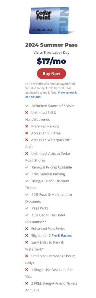 Cedar Point Season Pass Prices and Benefits 2024 Summer Pass