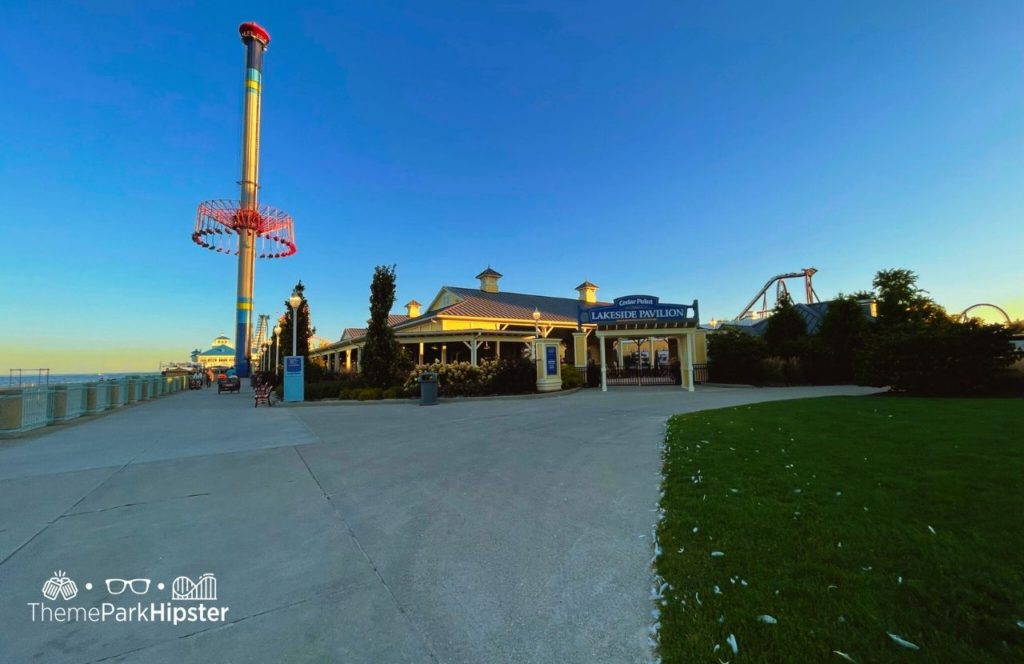 Cedar Point Ohio Amusement Park Windseeker Ride and Boardwalk Lakeside Pavilion