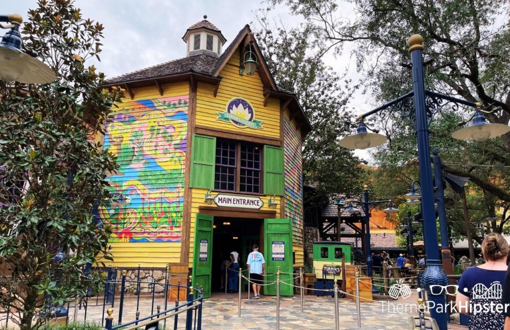 Entrance Disney World Tiana's Bayou Adventure Ride at the Magic Kingdom Theme Park