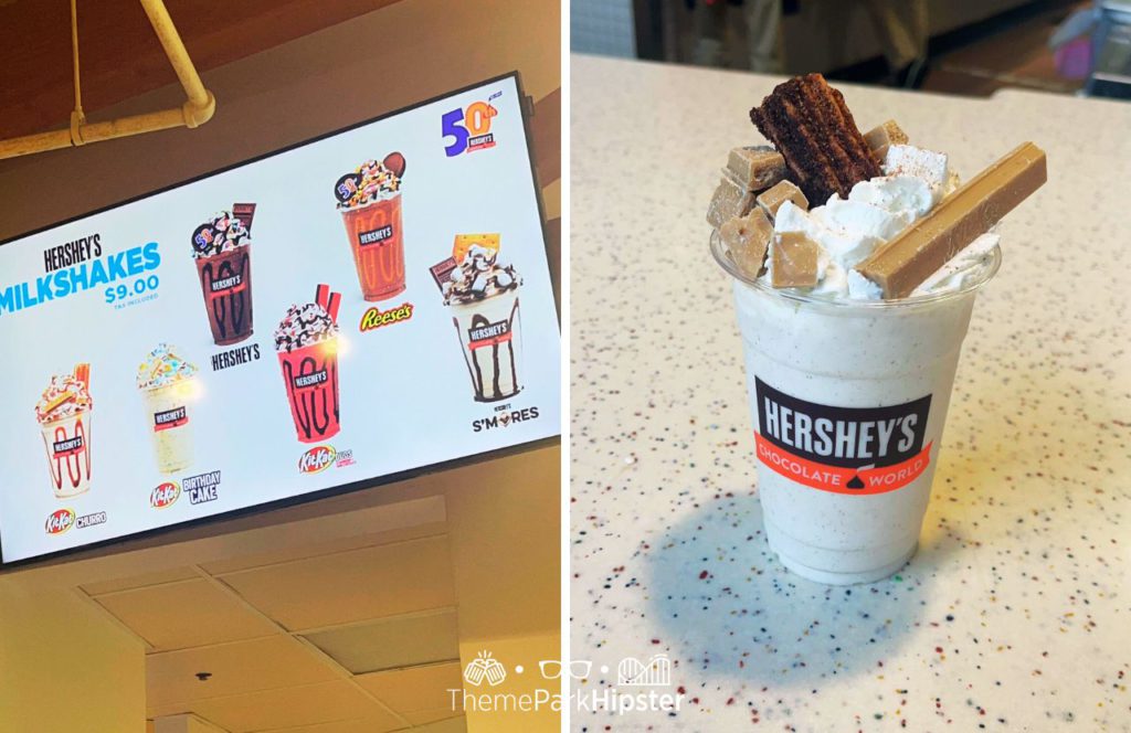 Hersheypark Theme Park Smores Milkshake at Chocolate World. One of the best things to do in Hersheypark.