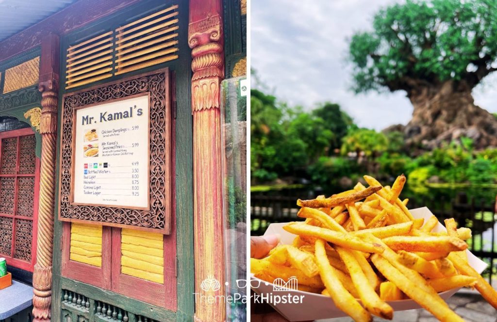Mr Kamal's Fries and Chicken Dumplings Food Snack Kiosk Disney Animal Kingdom Theme Park. Keep reading to get the full guide to Disney Animal Kingdom for adults.